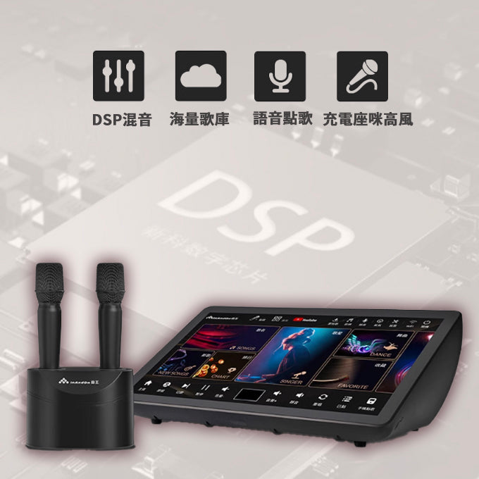 A013-04 InAndon K90MAX 15.6" International Version Home KTV Karaoke System with Two Microphones