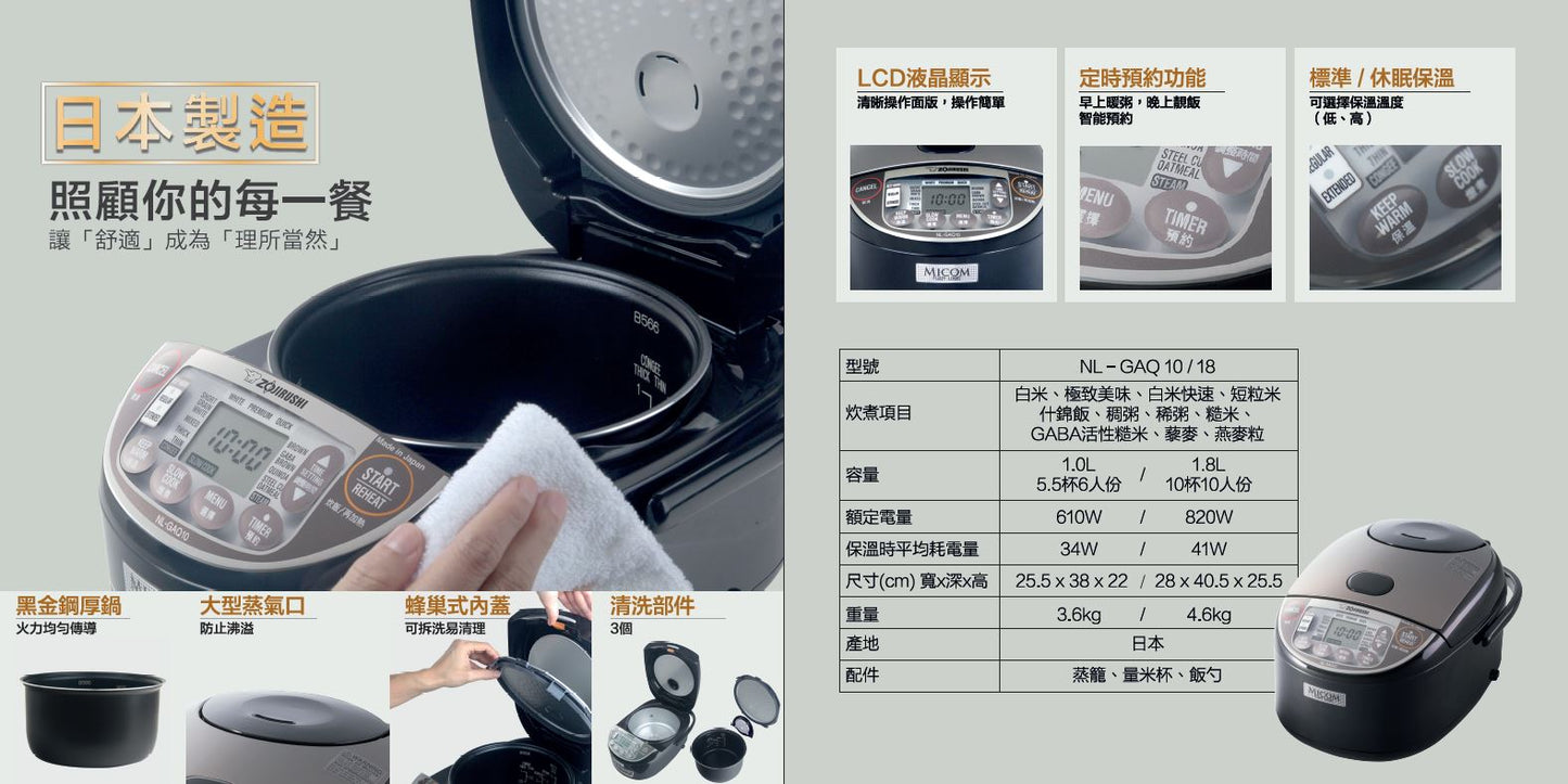 A003-08 Zojirushi 模糊邏輯多功能電鍋 NL-GAQ10 / NL-GAQ18